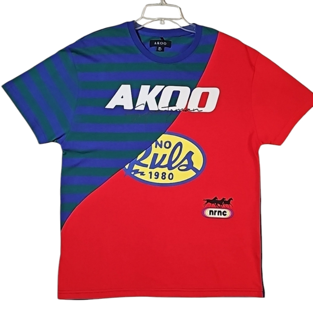Akoo Colorblock Graphic Shortsleeve Crewneck T-Shirt. Men's Size: XL.